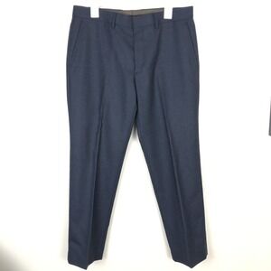 J. Crew Mens Blue Dress Work Flat Front Pants Classic Fit Size 34 x 30-100% Wool